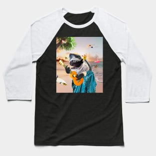 Aloha Hawaiian Shark Playing Ukulele Beach Funny Baseball T-Shirt